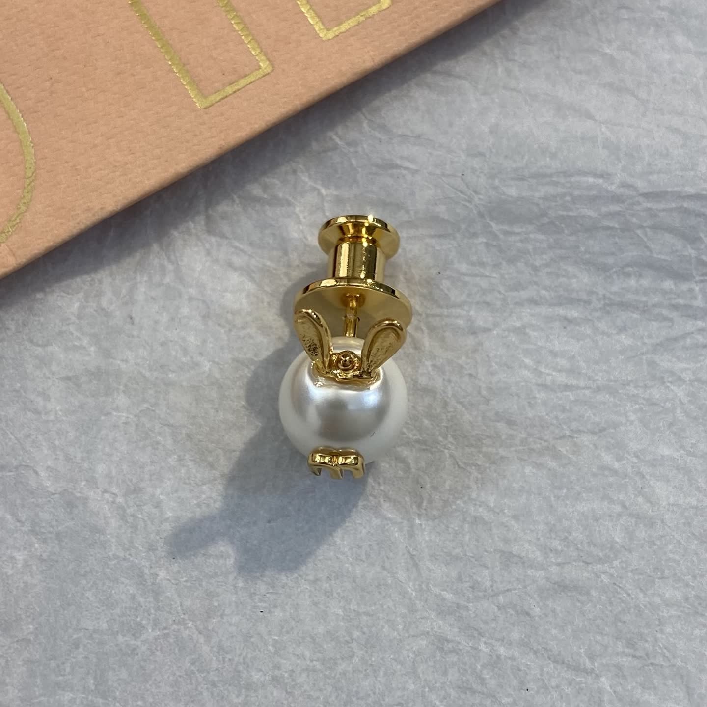 Miu Miu Gold Tone Pearl Earrings